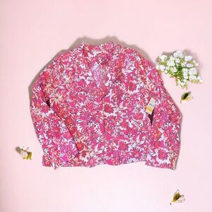 New with tags Studio Works M Blazer Jacket Pink Floral Print Button